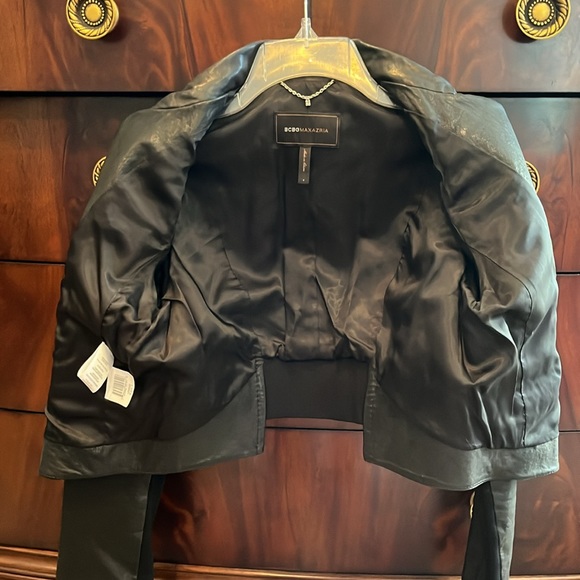 BCBGMaxAzria Black Leather Jacket.  Size Small - Picture 8 of 12